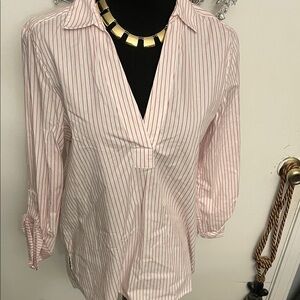 Jones New York Pink Striped Blouse